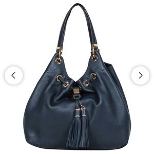 ❌SOLD❌ Michael Michael Kors Navy Leather Bucket Shoulder Bag with Tassels